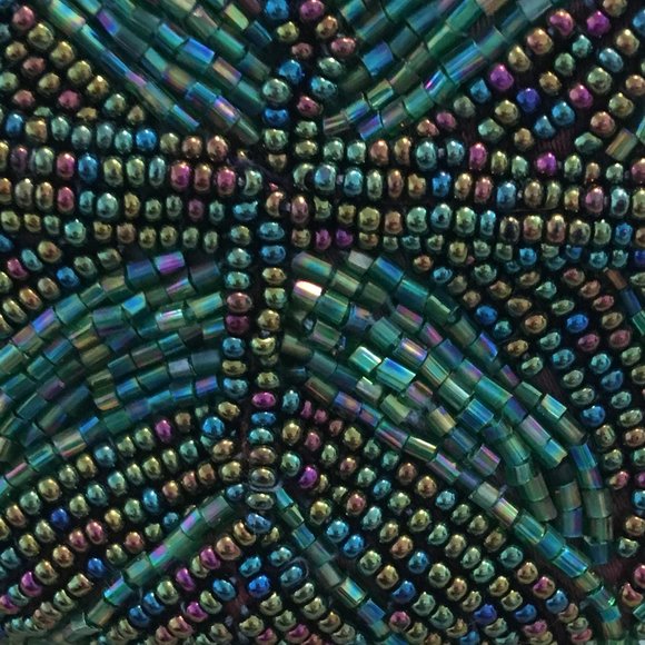 VINTAGE Green Beaded Mini Bag Shoulder Crossbody Clutch Convertible - Picture 8 of 16